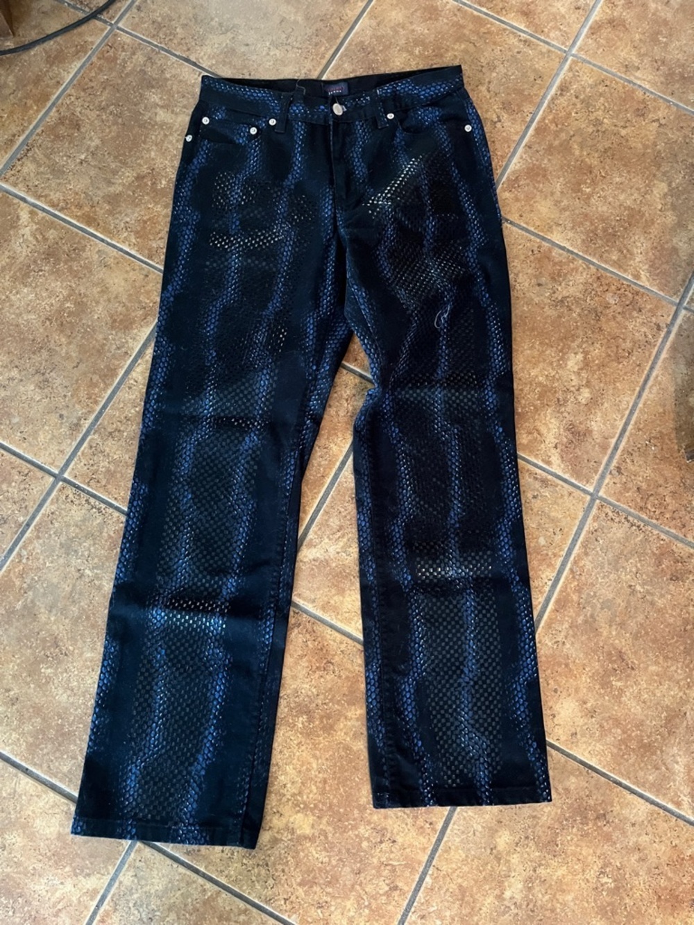 Tommy Jeans Snakeskin Metallic Look Blue Black Size 11